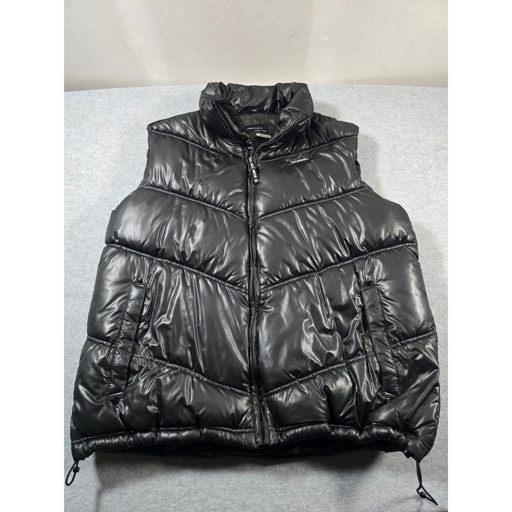 Rocawear Mens Black Puffer Vest Full Zip Quilted Sleeveless Jacket XL 104IR